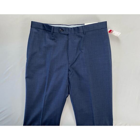 Tommy Hilfiger 'Tyler' Flat Front Wool Dress Pants, Slacks. Blue Sharkskin 36X32 - Picture 5 of 9